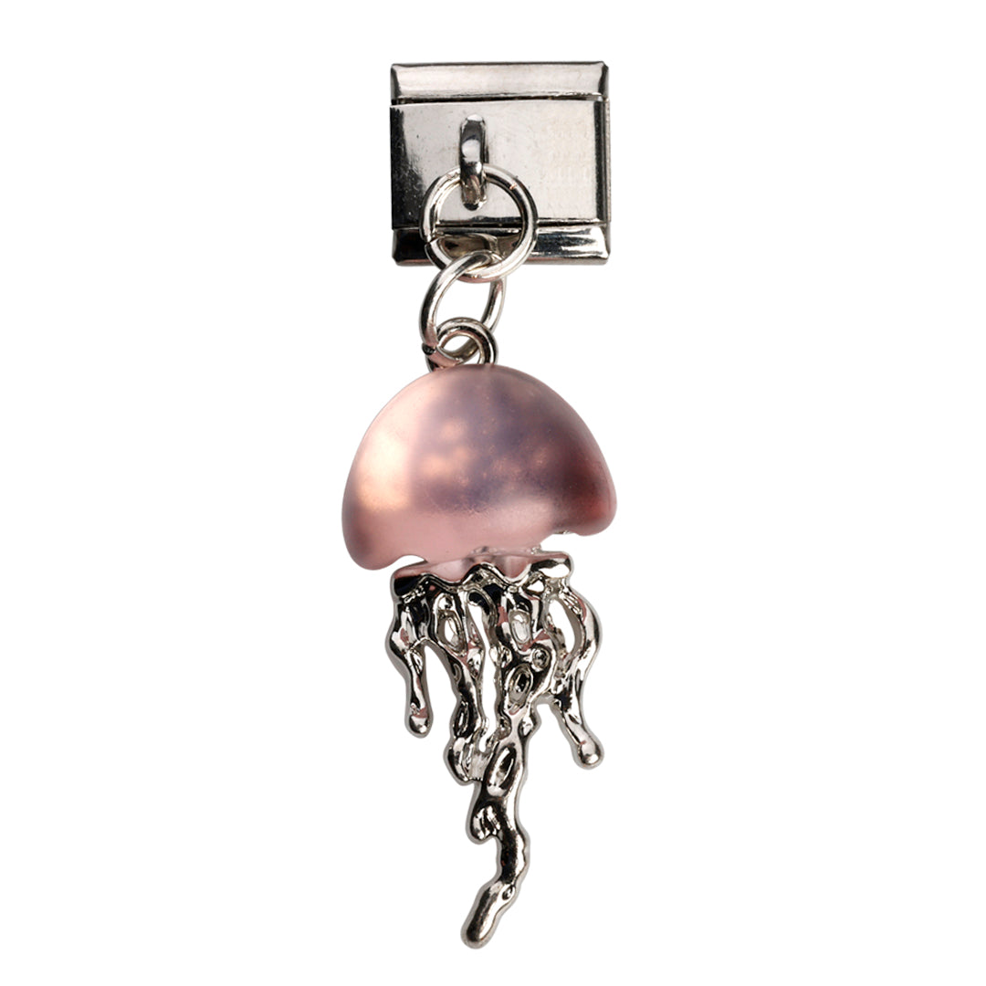 Pink vandmand vedhæng i led, 1 cm, rustfrit stål, vandfast