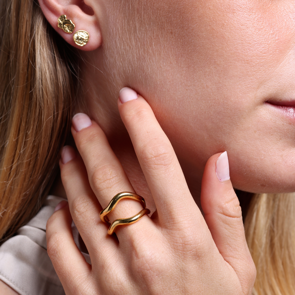 Runway Dobbel Ring, 18K guldbelagt