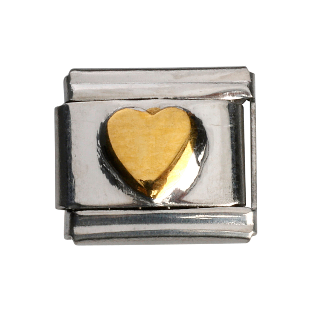 Hjerte i guld led, 1 cm, rustfrit stål, vandfast