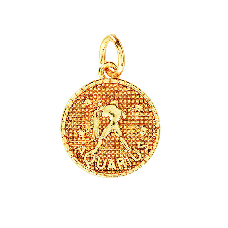 Zodiac pendant, 10 mm, 18K gold plated