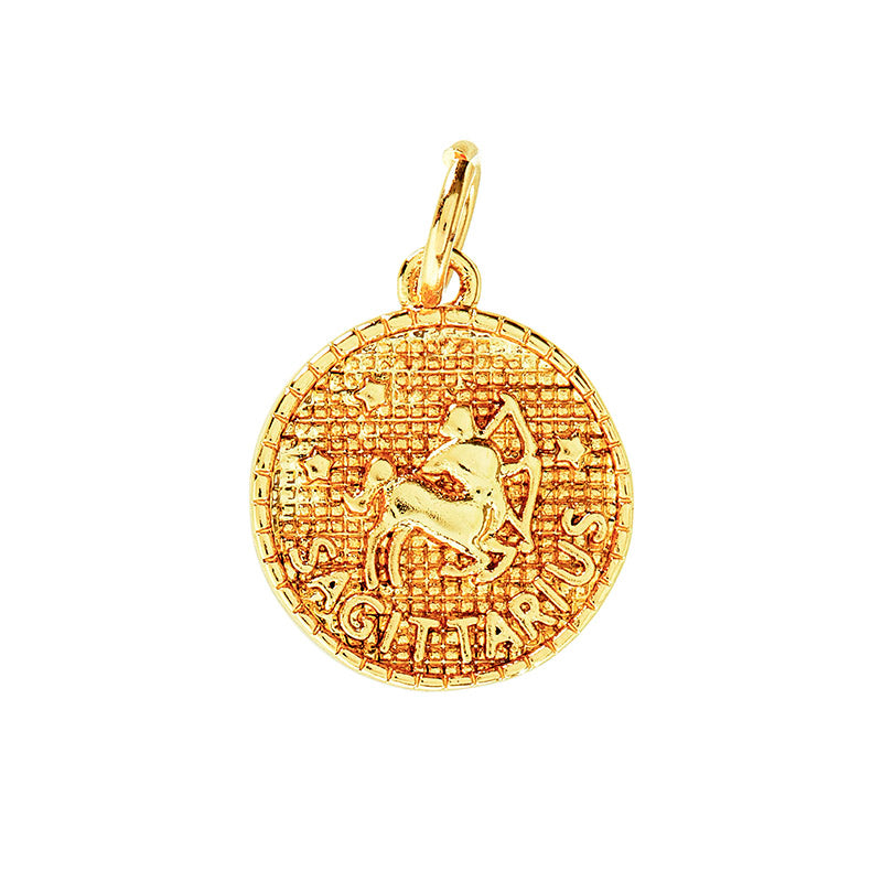Zodiac pendant, 10 mm, 18K gold plated