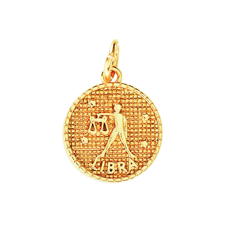 Zodiac pendant, 10 mm, 18K gold plated
