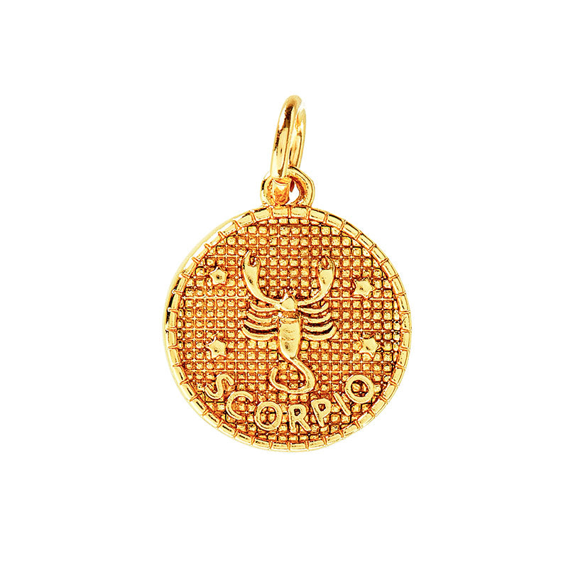 Zodiac pendant, 10 mm, 18K gold plated