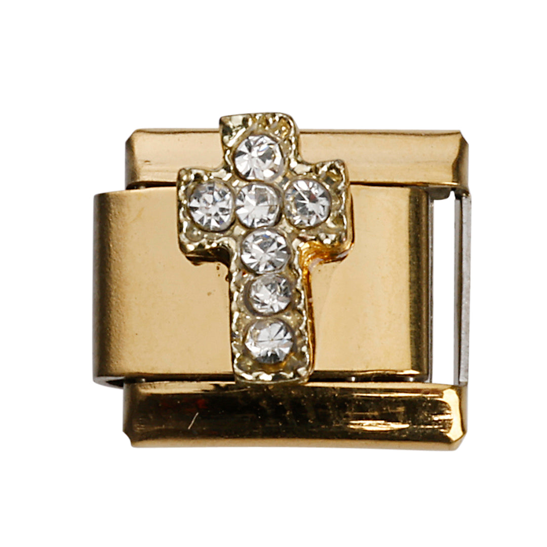 Kors led, 1 cm, 18K, rustfrit stål, vandfast