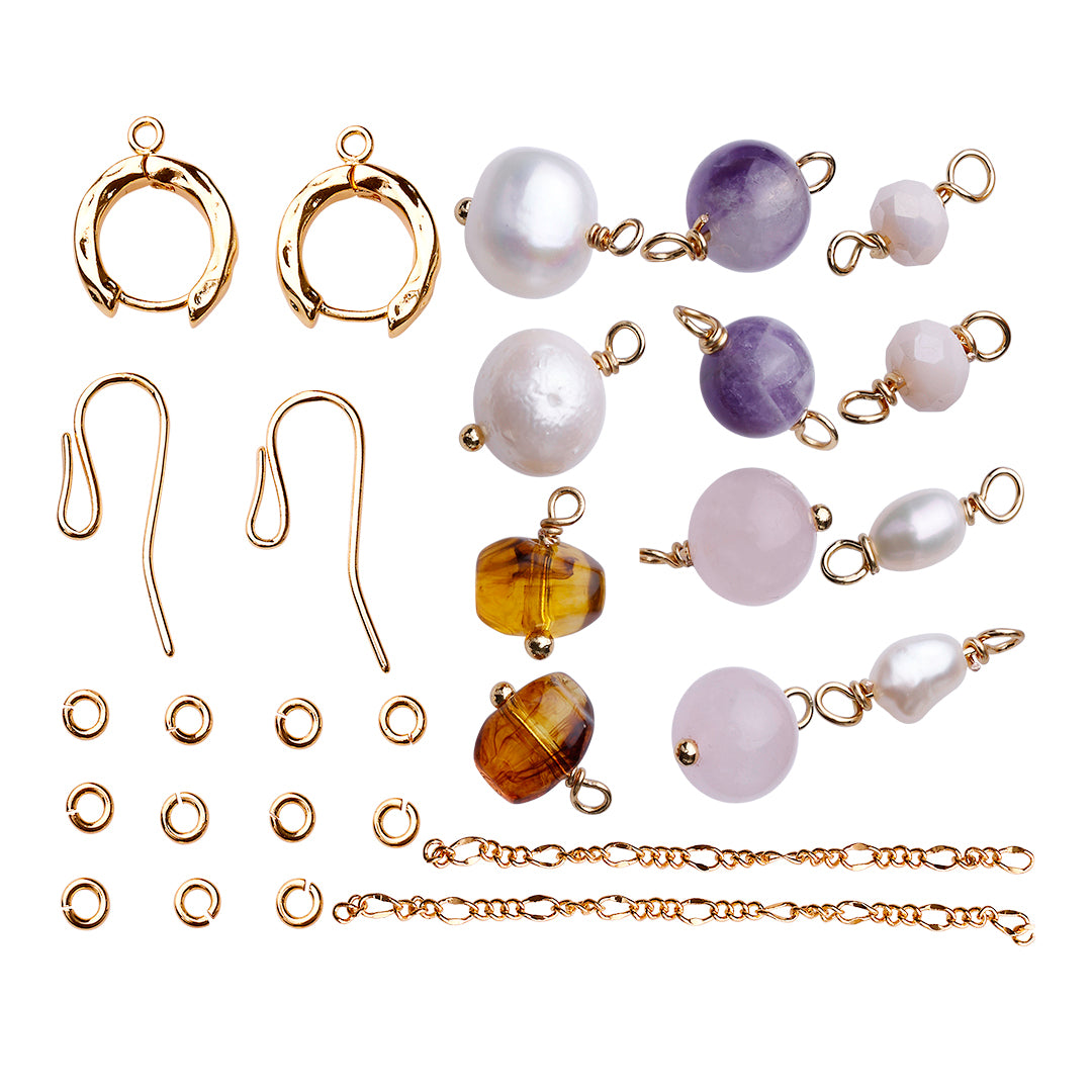 Earth Gems Box - 2 par øreringe, guldbelagt