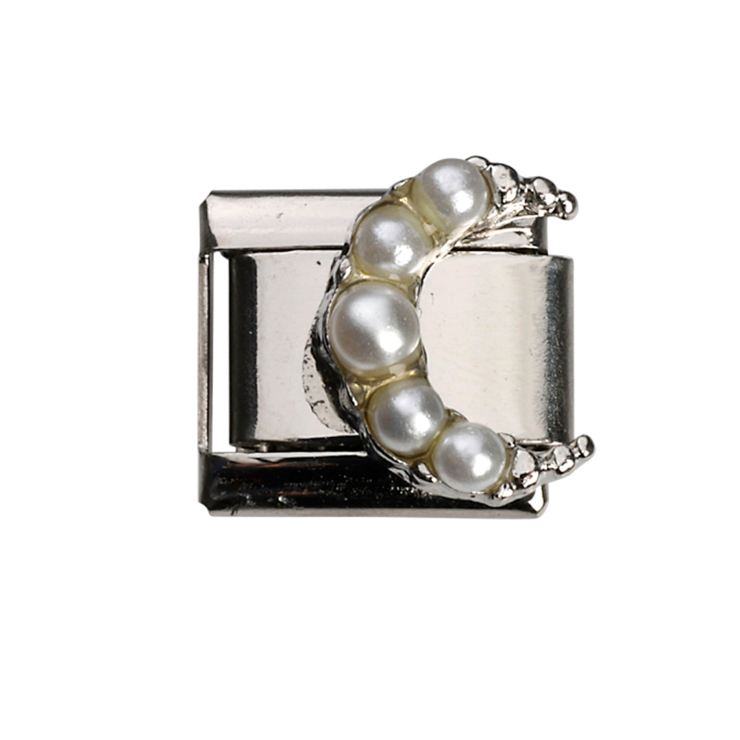 Perle måne led, 1 cm, rustfrit stål, vandfast