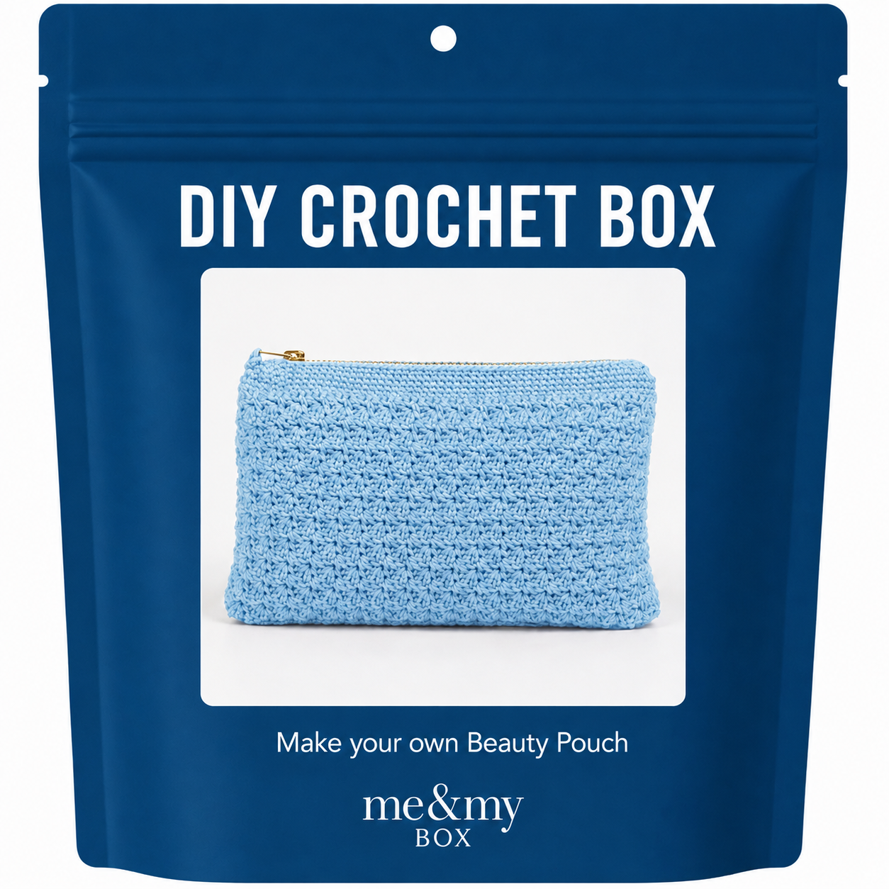 Toilettaske, blå, Diy Hækle Box