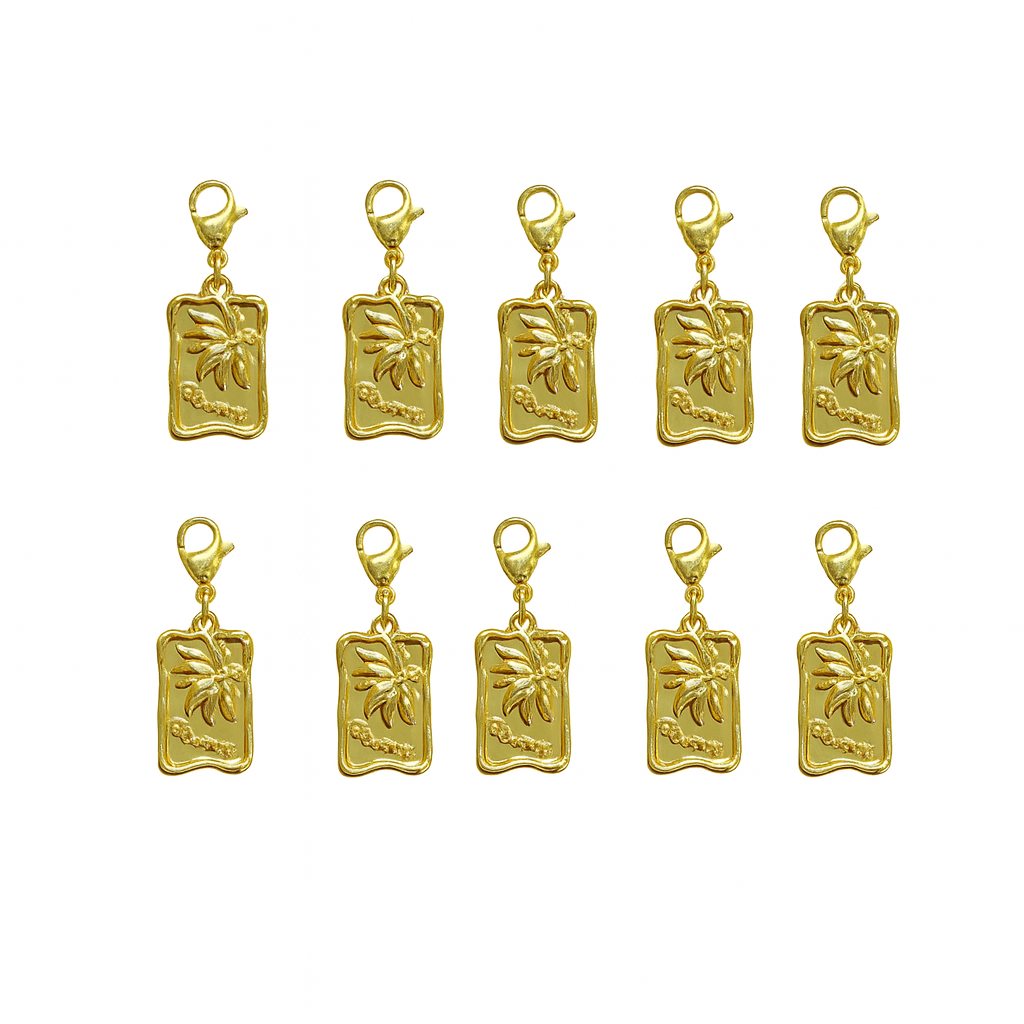 Picture motif pendant set on clasp, 18K Gold Plated, waterproof, 15x20 mm - 10 pcs