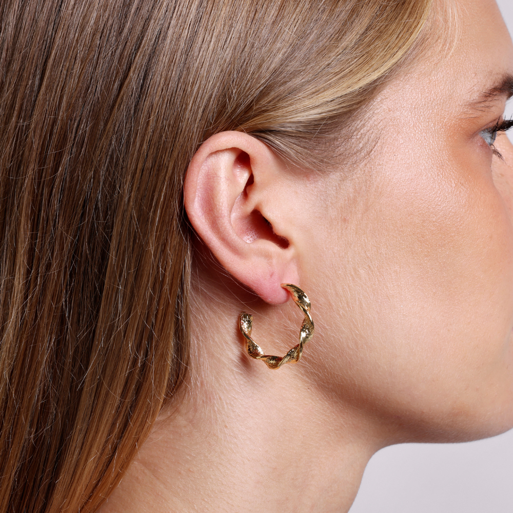 Bornholm Twisted Hoop, 18K Goldplated, Ø30MM