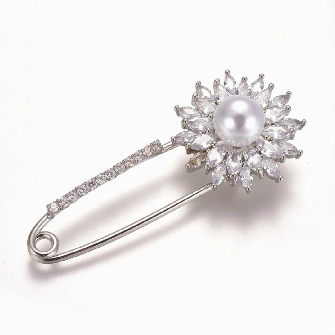 Broche med micro pave zirkoner broche, 57x25.5mm