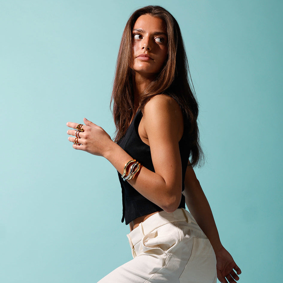 Runway Bangle, medium, onesize guldbelagt, Vandfast