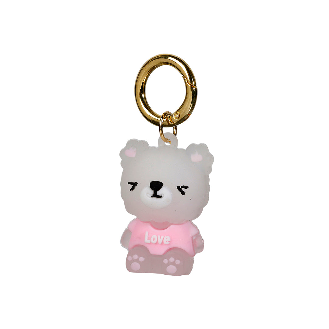 White teddy bear, key ring, 6 cm