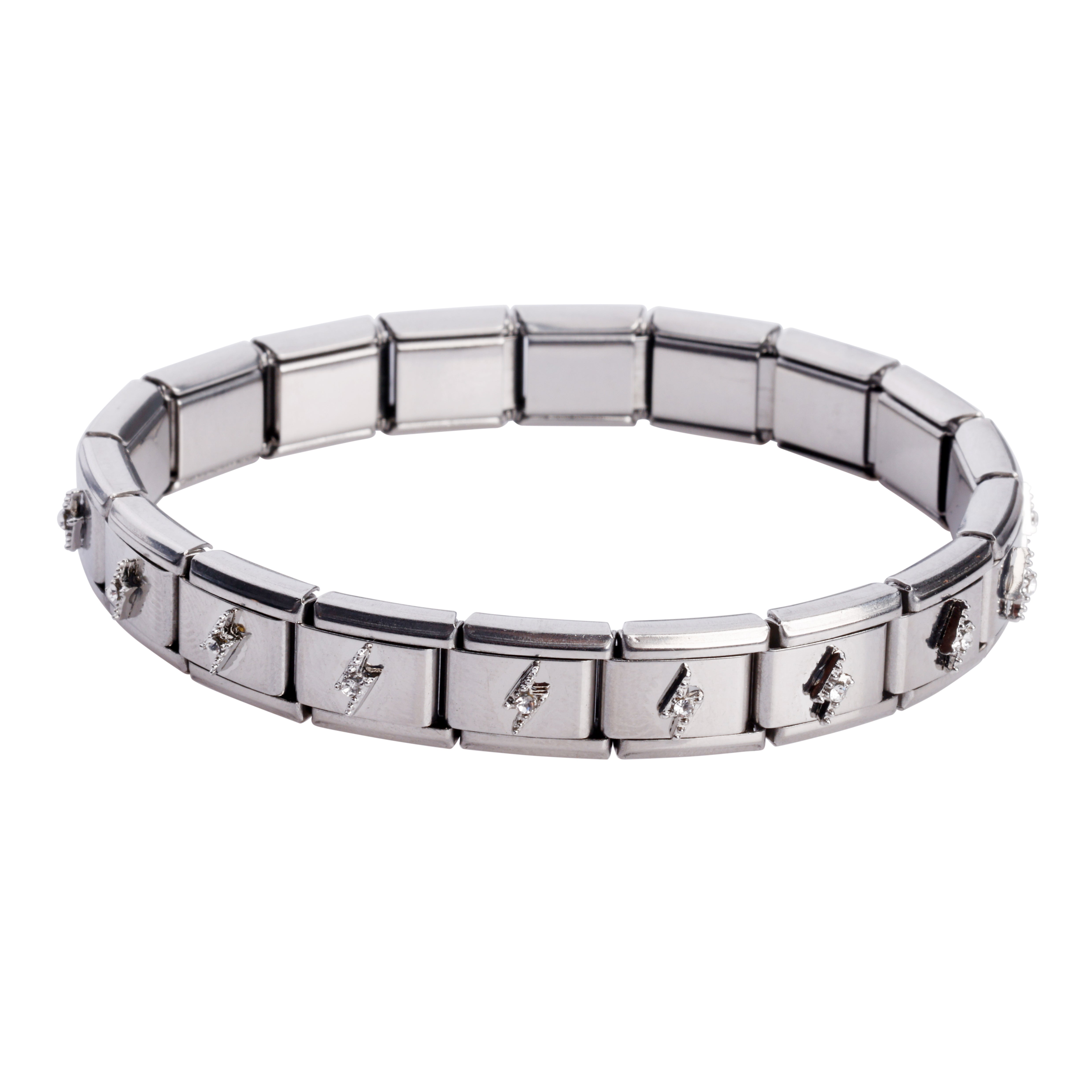 Matitudens Légato armbånd fyldt med lyn led, rustfrit stål, vandfast, 18+2 led