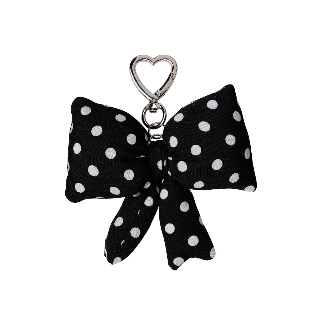 Prikket sort og hvid sløjfe, nøglering