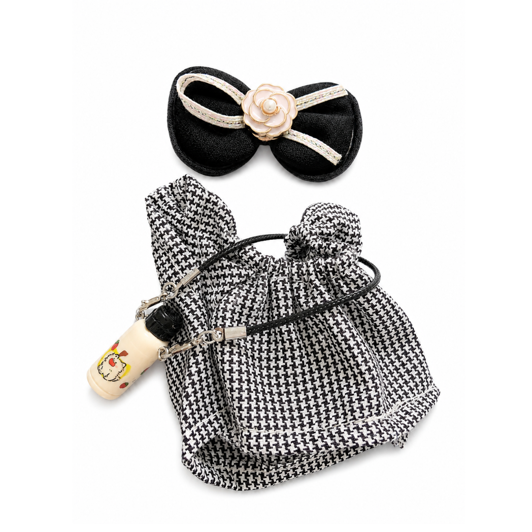 Bear Buddy, Black and white checked dress set