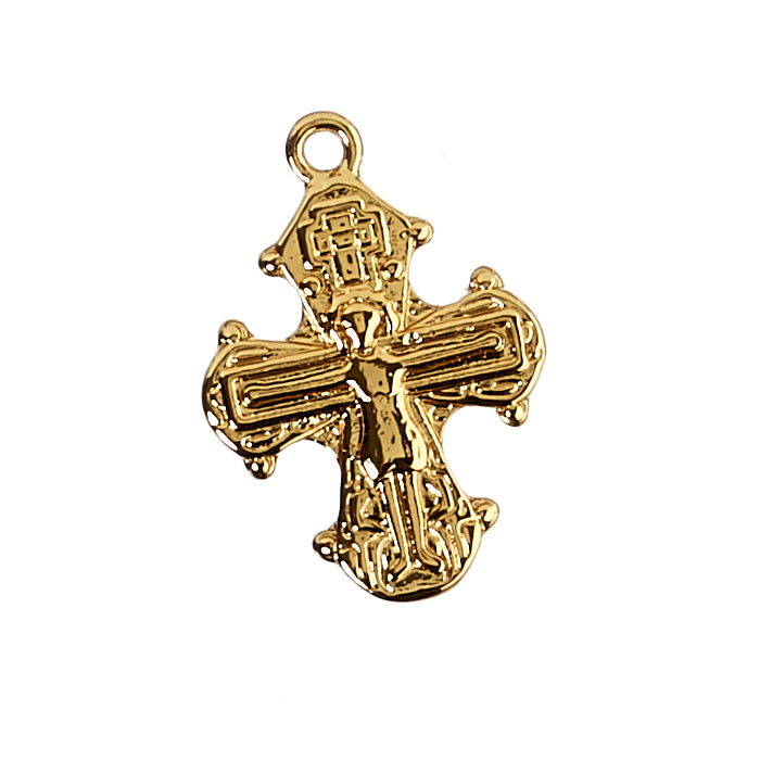 Pendant - 1 pc, Daymark cross, 18K gold-plated