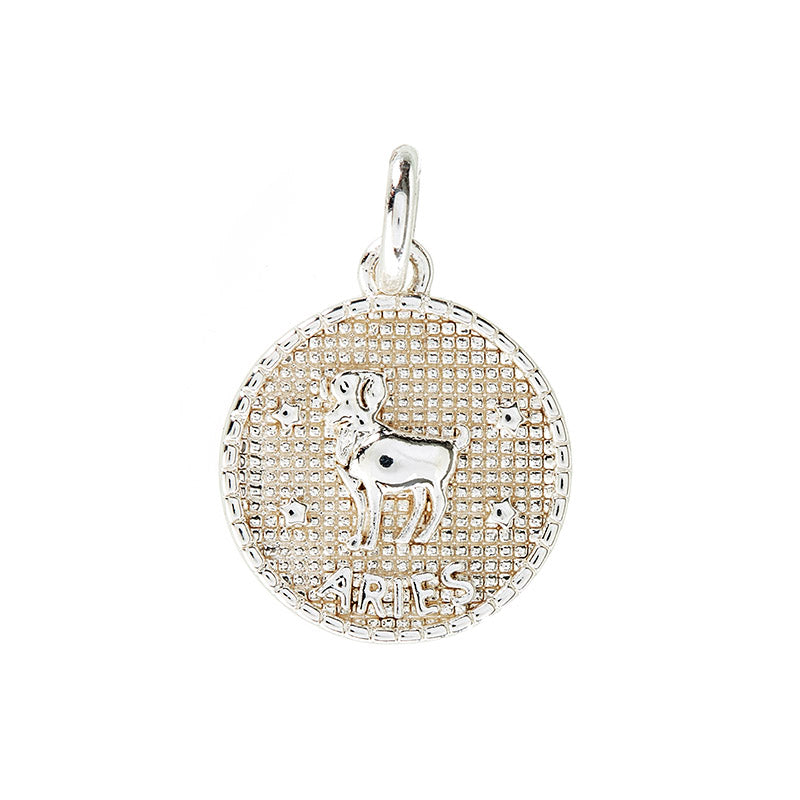 Zodiac pendant, 10 mm, 925S Sterling silver plated