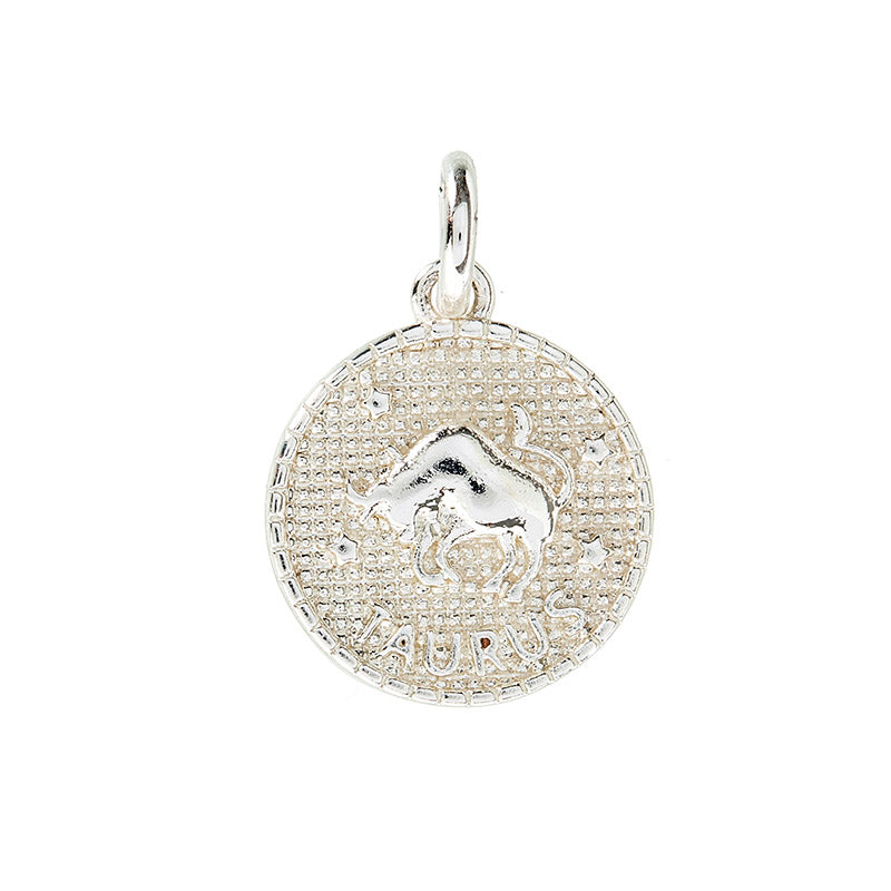 Zodiac pendant, 10 mm, 925S Sterling silver plated
