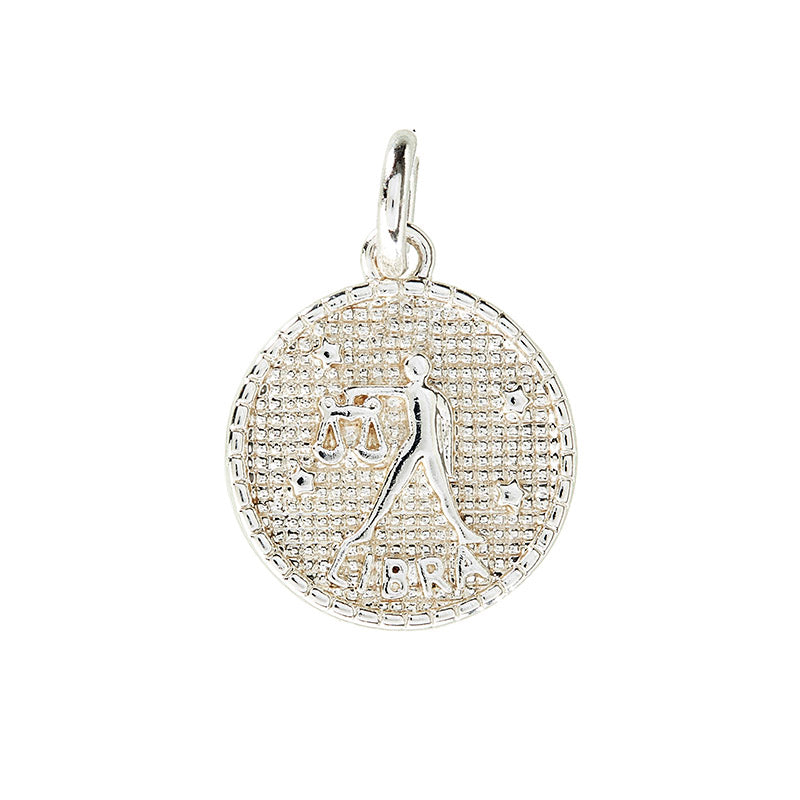Zodiac pendant, 10 mm, 925S Sterling silver plated