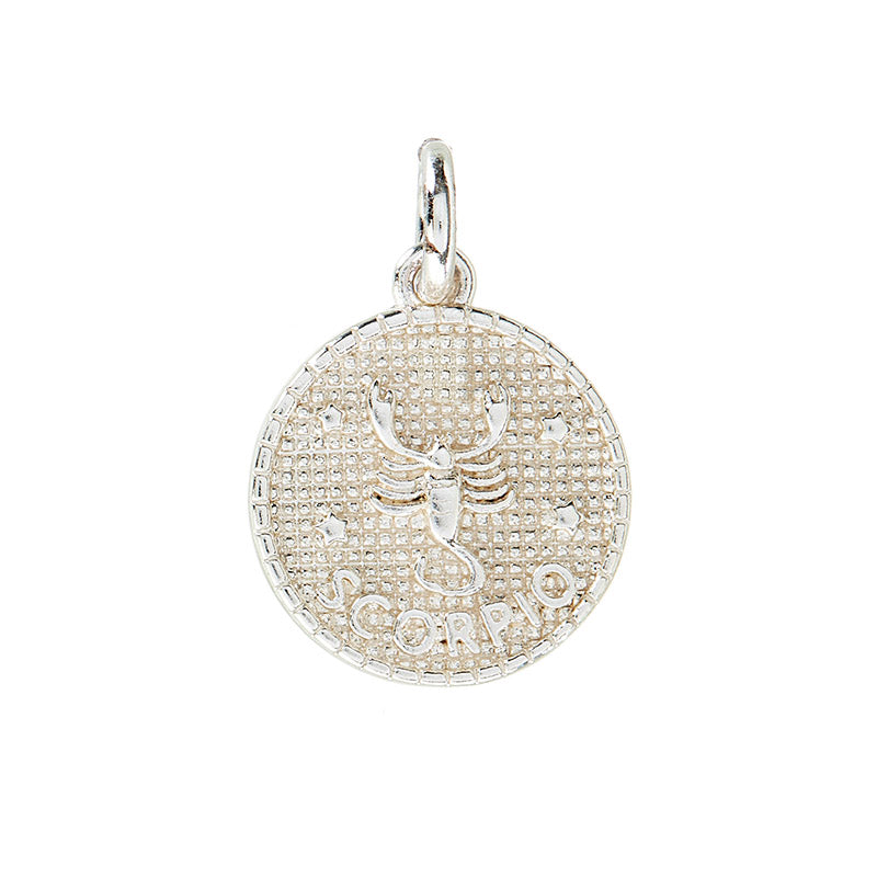 Zodiac pendant, 10 mm, 925S Sterling silver plated