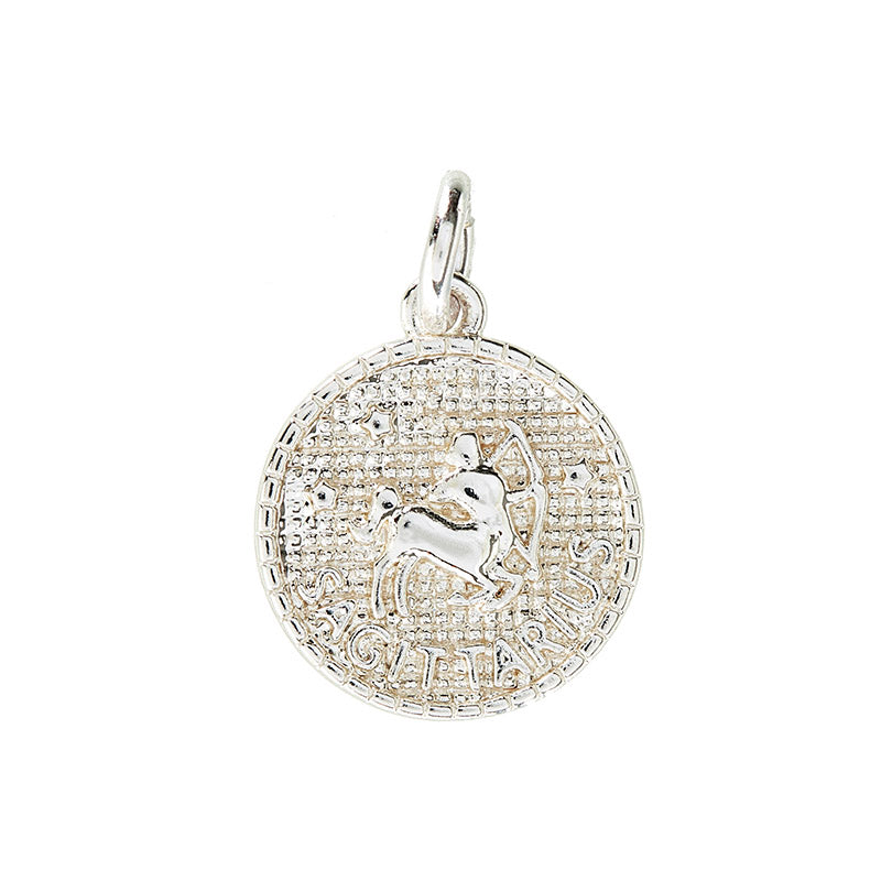 Zodiac pendant, 10 mm, 925S Sterling silver plated