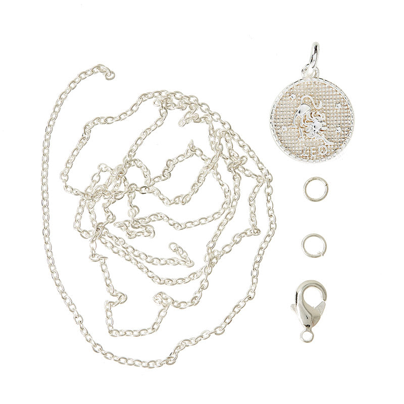 Zodiac pendant, 10 mm, 925S Sterling silver plated