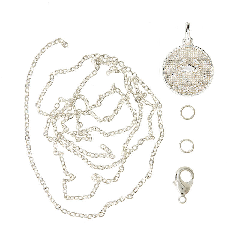Zodiac pendant, 10 mm, 925S Sterling silver plated