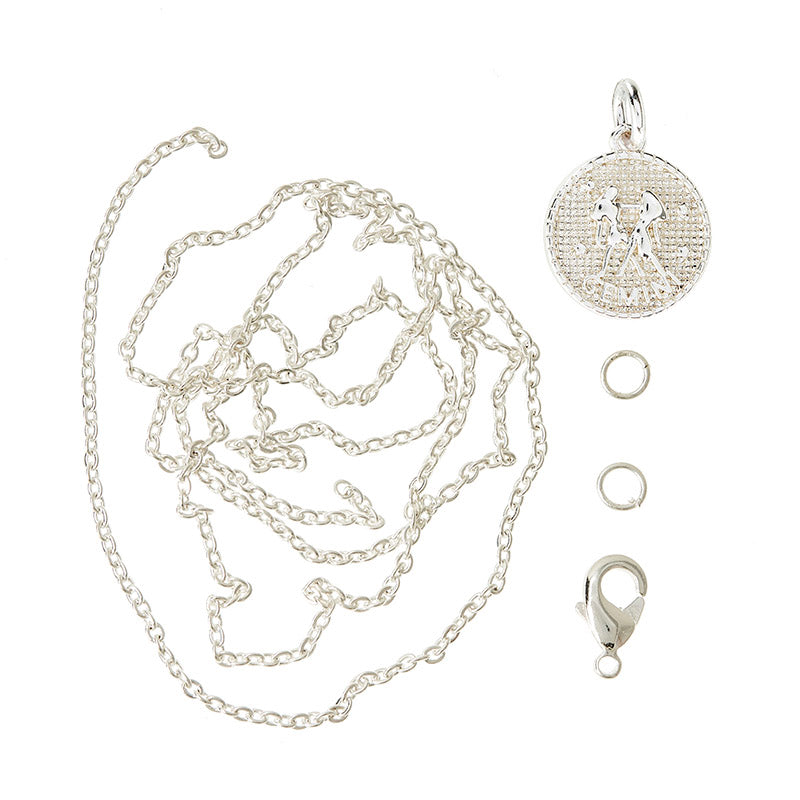 Zodiac pendant, 10 mm, 925S Sterling silver plated