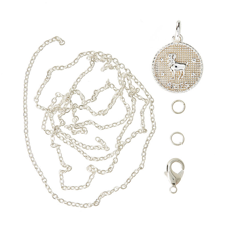 Zodiac pendant, 10 mm, 925S Sterling silver plated