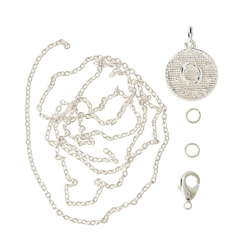Zodiac pendant, 10 mm, 925S Sterling silver plated