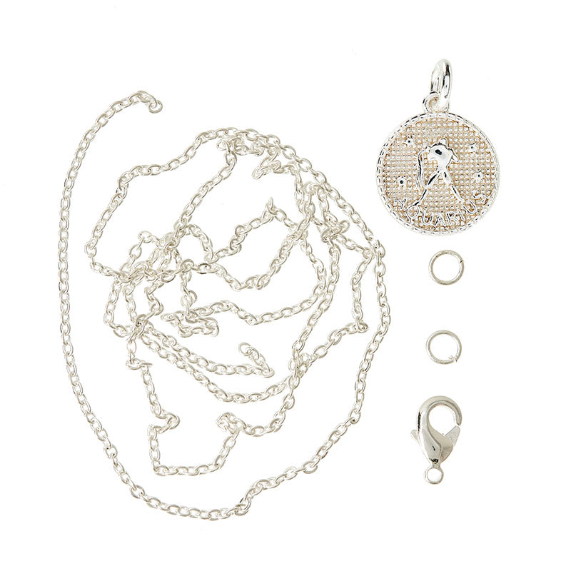 Zodiac pendant, 10 mm, 925S Sterling silver plated