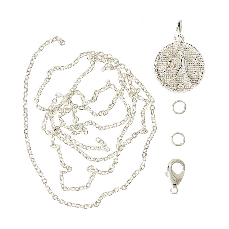 Zodiac pendant, 10 mm, 925S Sterling silver plated