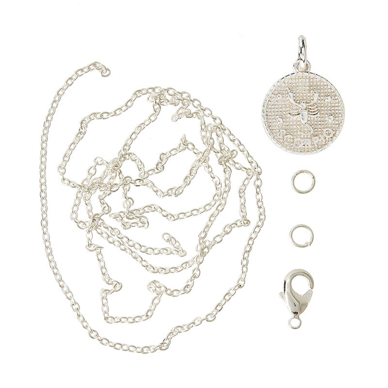 Zodiac pendant, 10 mm, 925S Sterling silver plated