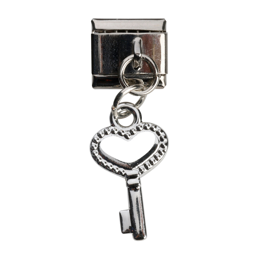 Nøgle vedhæng i led, 1 cm, rustfrit stål, vandfast