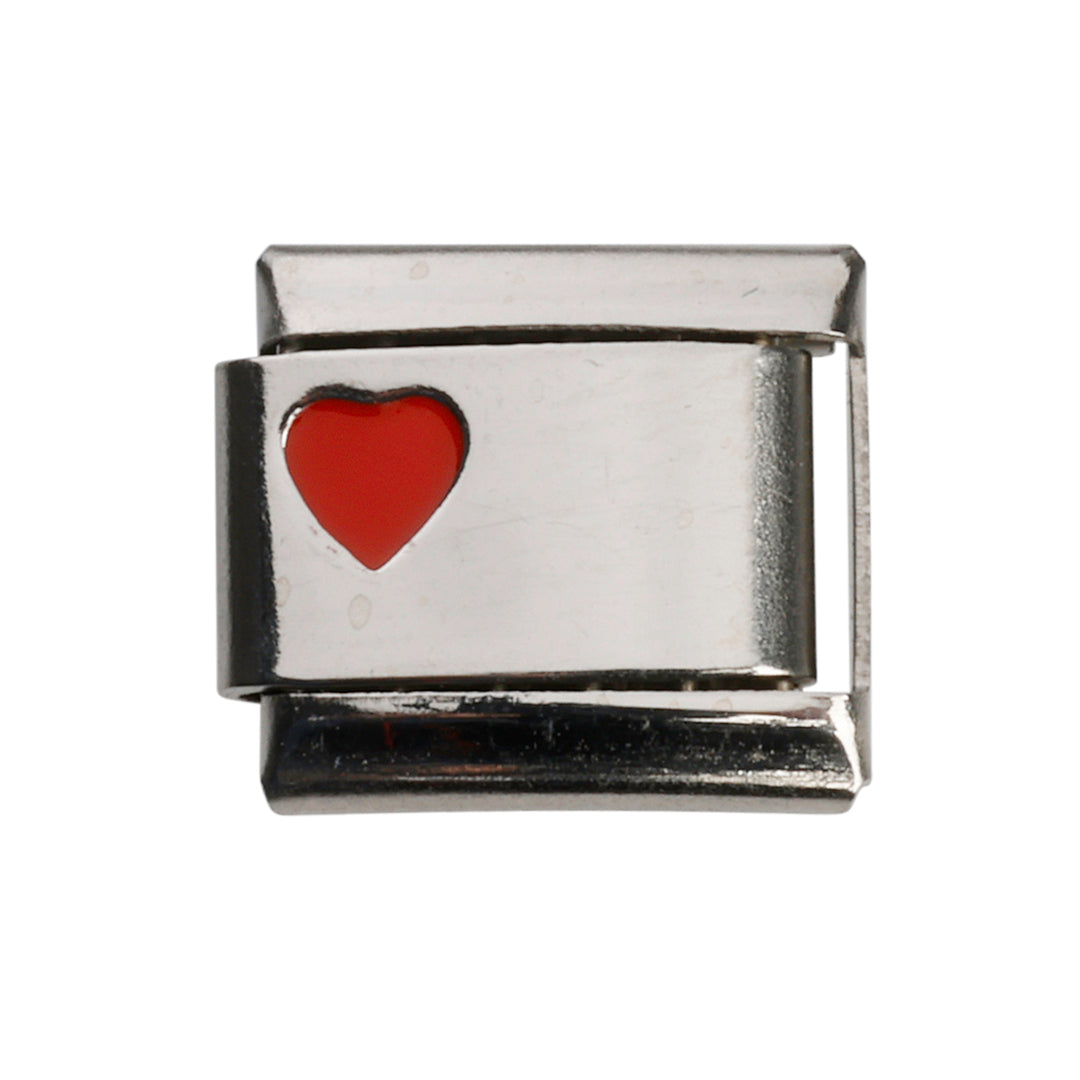 Lille rødt hjerte led, 1 cm, rustfrit stål, vandfast