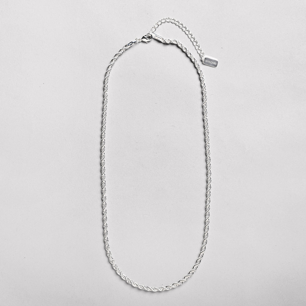 AC - Classic rope chain, 925S silverplated, 40 + 5CM, 3 mm