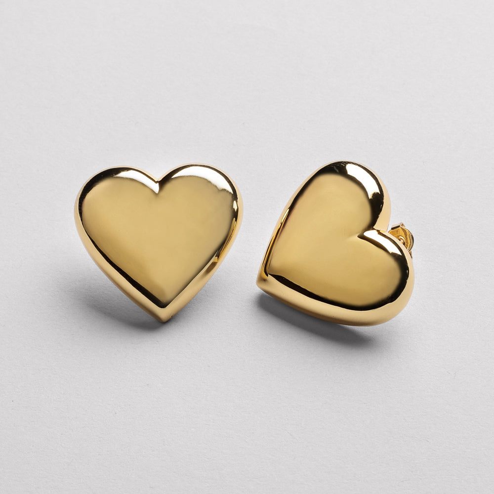 Big Heart Earstick, shiny finish, 18K Goldplated