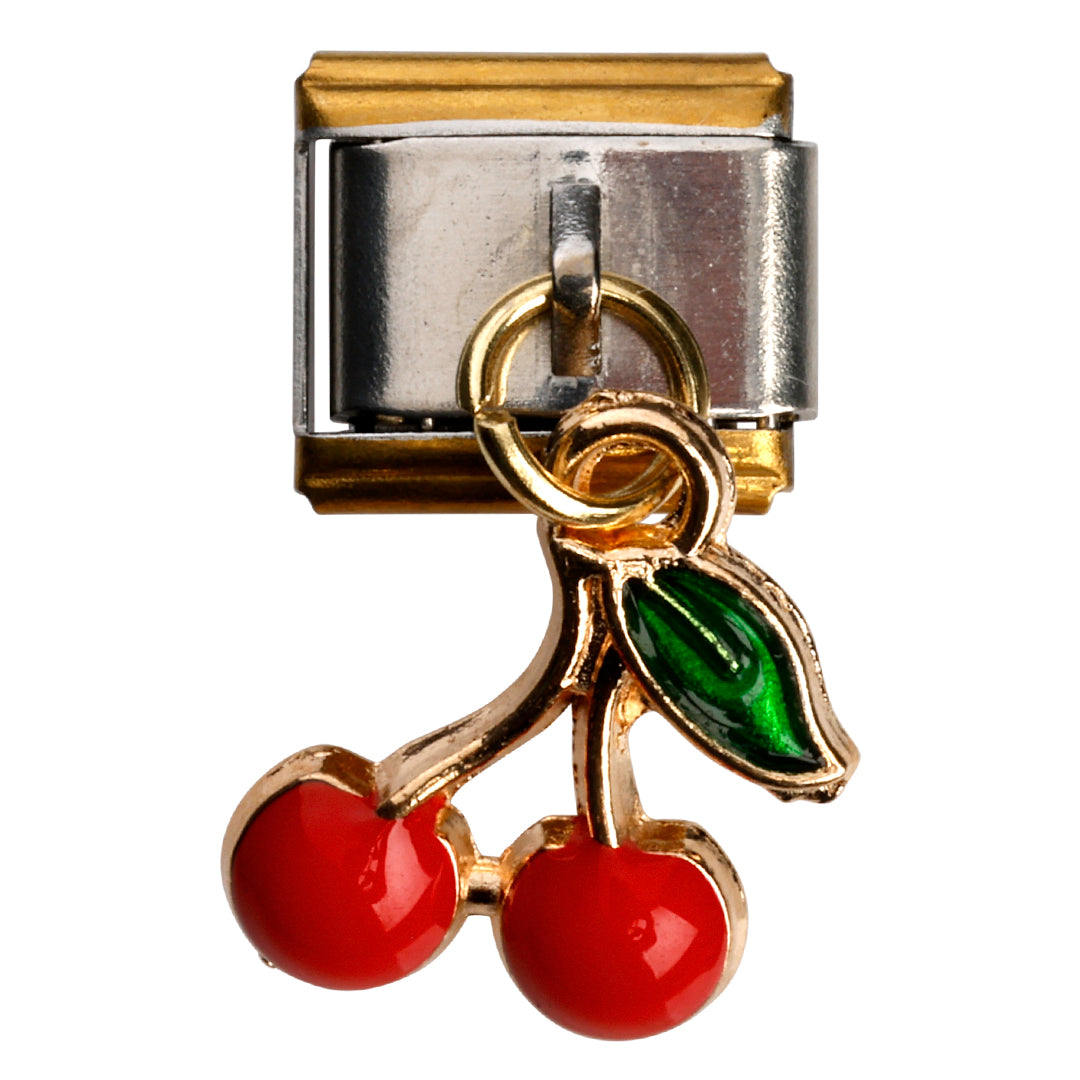 Kirsebær vedhæng sat i led, 1 cm, rustfrit stål, vandfast