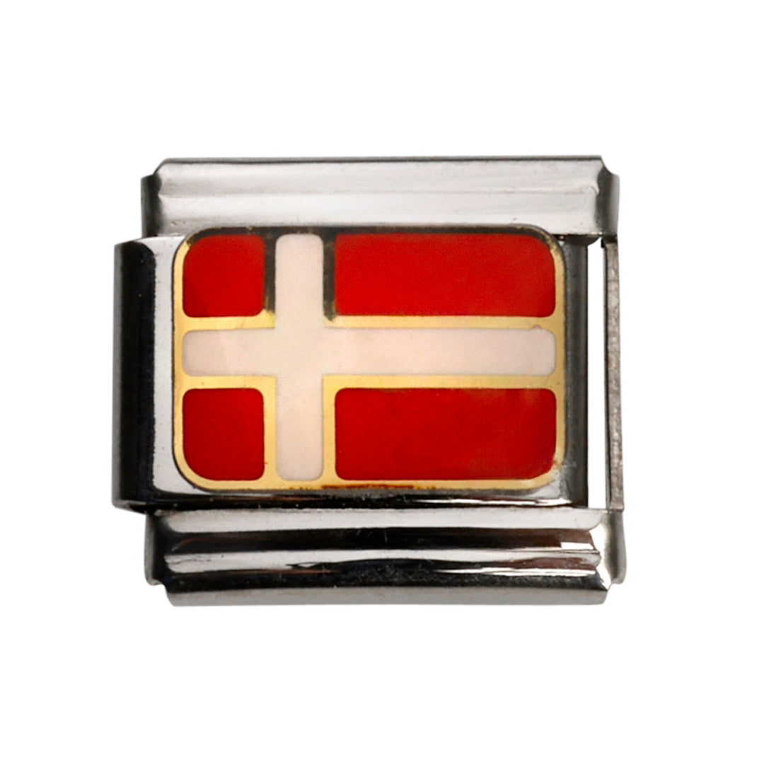 Dansk flag led, 1 cm, rustfrit stål, vandfast