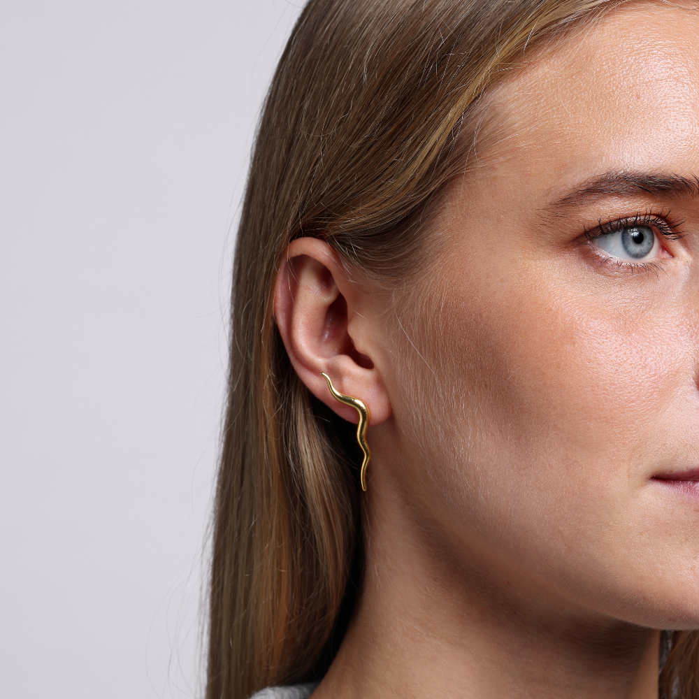 Ripple Climbing Earring, 18K Goldplated