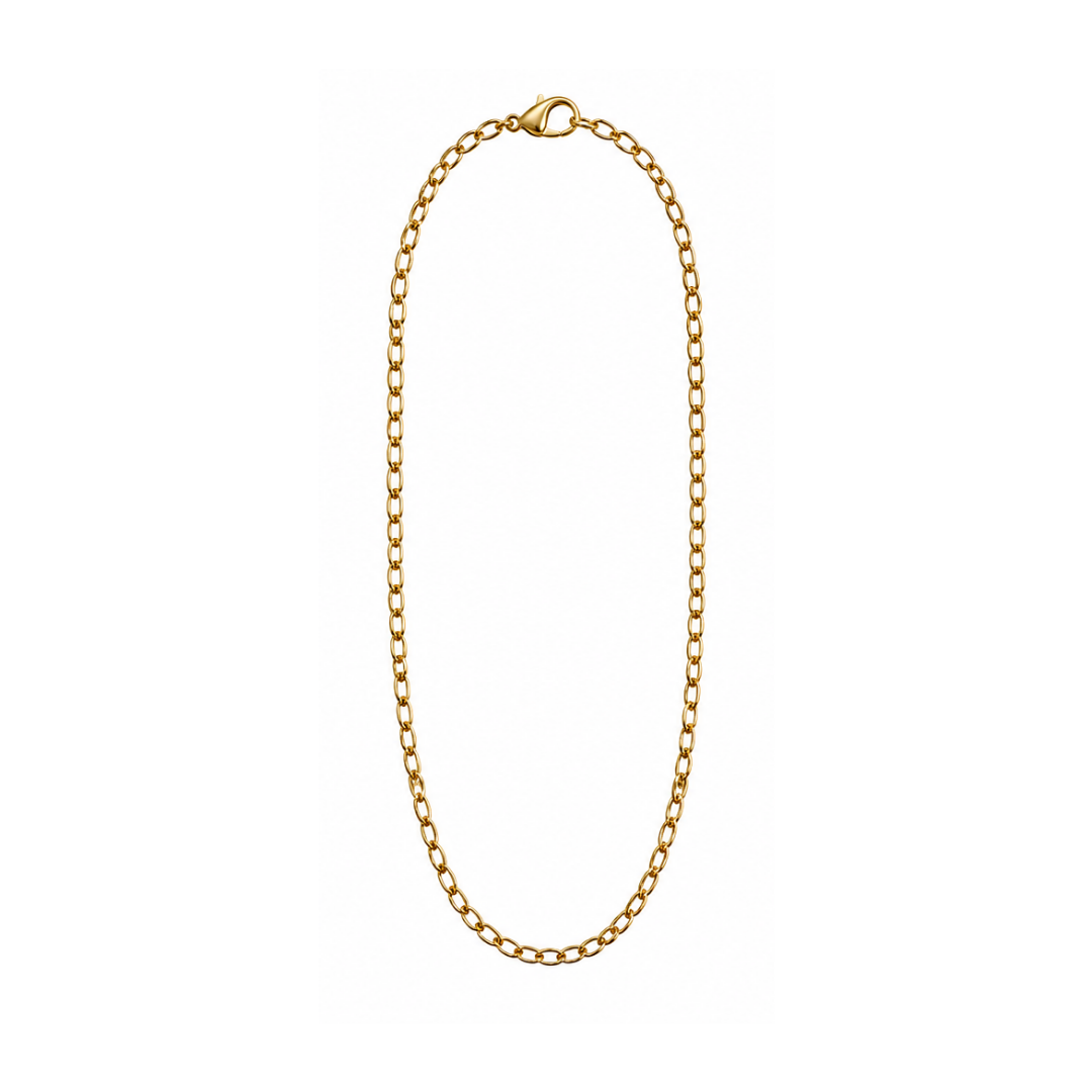 Oval ledkæde, fås som halskæde og armbånd i 18K guldbelagt