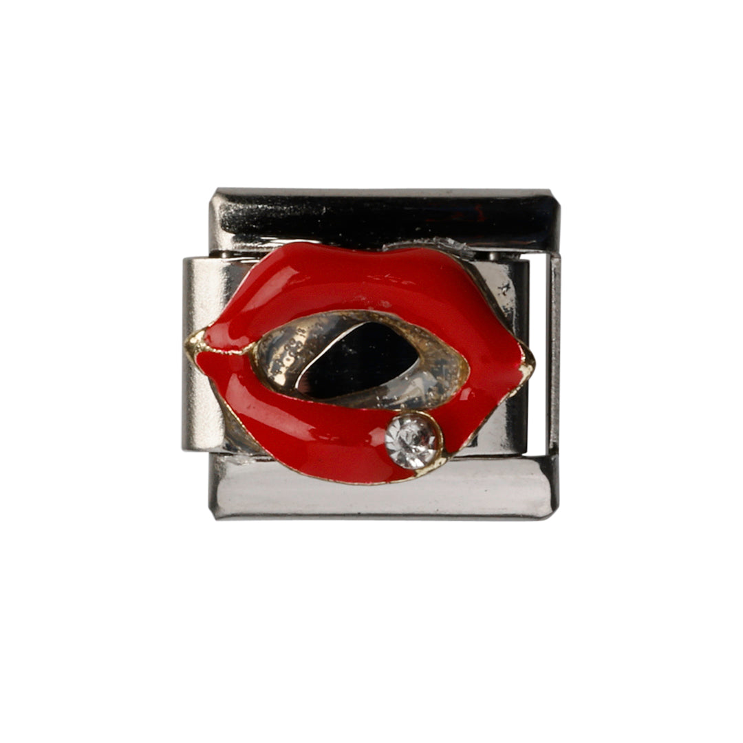 Rød mund led, 1 cm, rustfrit stål, vandfast