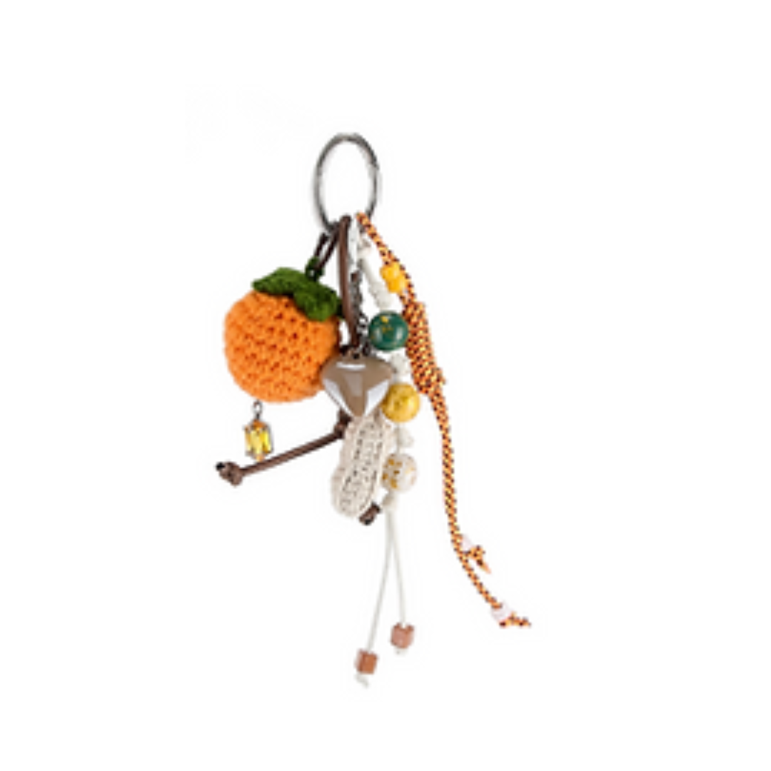 Hæklet frugt keyhanger/nøglering bundt
