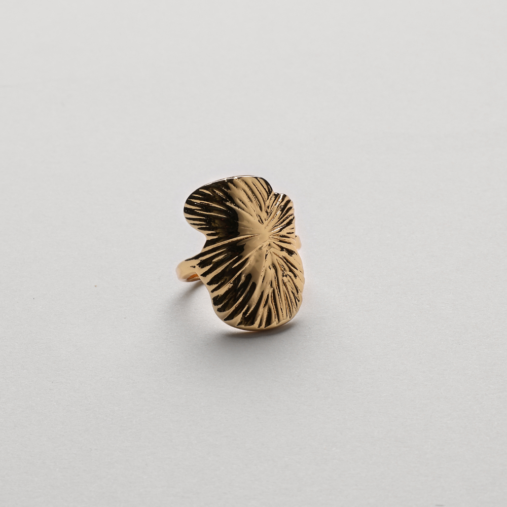 Fingerprint Statement Ring, 18K Goldplated