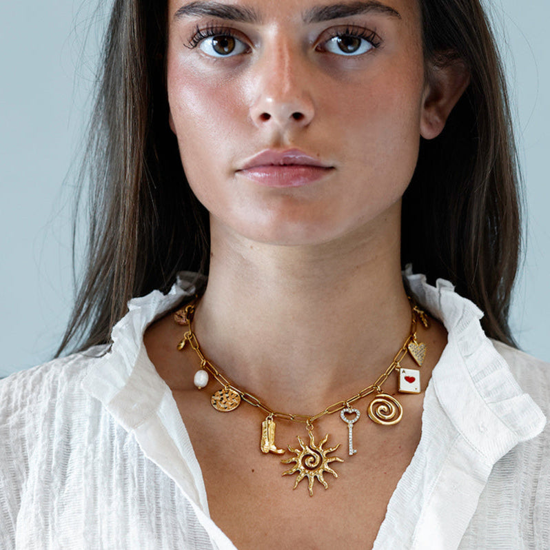 Oversize Sol vedhæng med lås - 925S sterling sølvbelagt, Ø40 mm