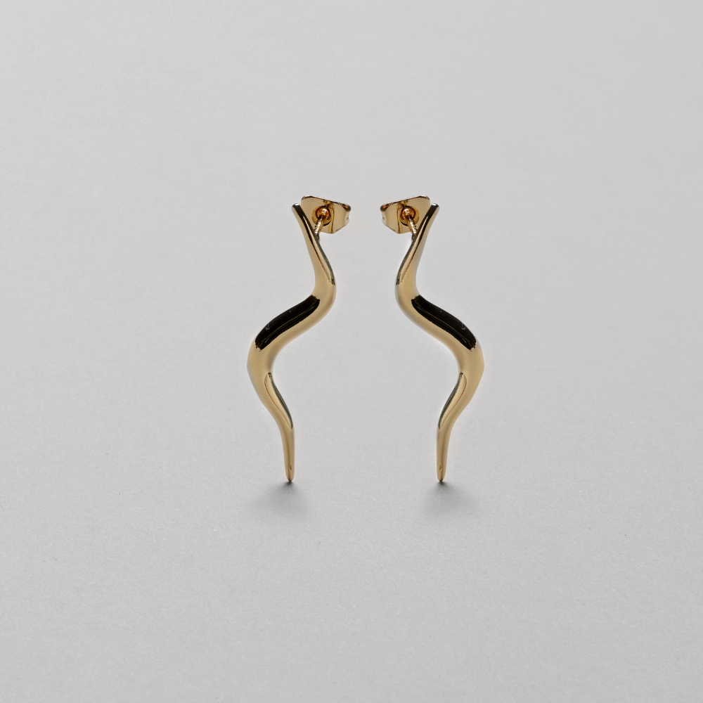 Ripple Earstick, 18K Goldplated