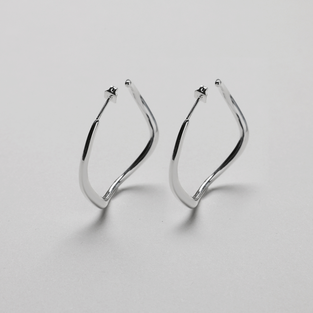 Ripple Hoop Ø32 mm, 925S Silverplated