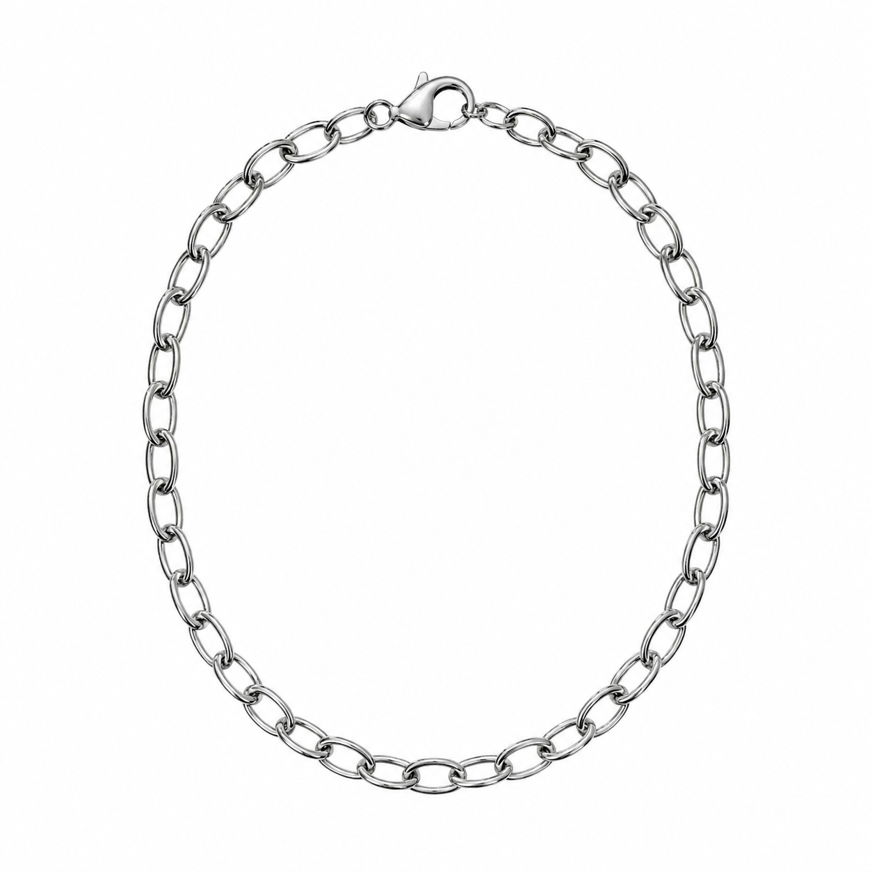 Oval ledkæde, fås som halskæde og armbånd - 925S Sterling sølvbelagt