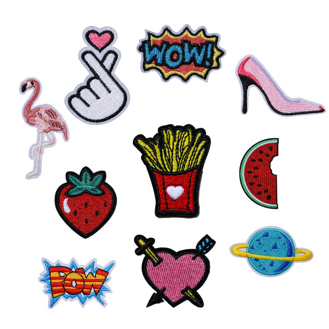 Strygemærker (patches) - 10 stk assorteret