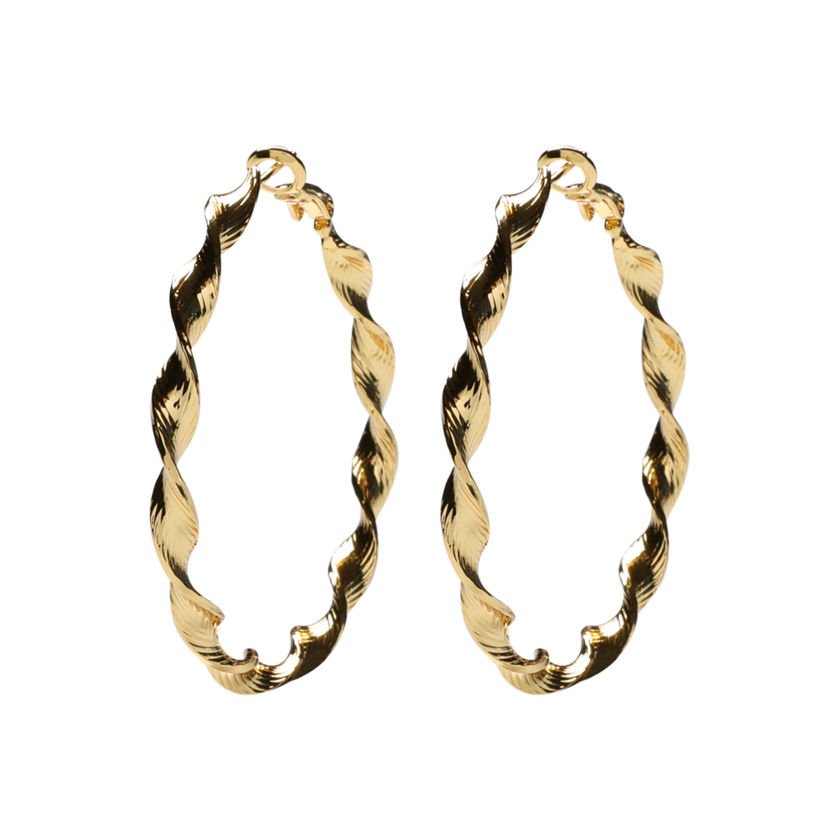 Twisted hoops - 50 mm, 18K forgyldt, 1 par